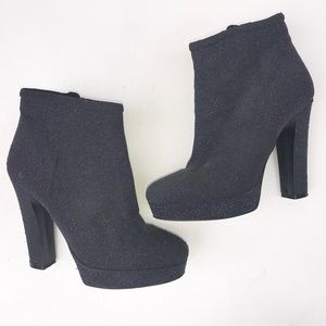 BARNEYS Coop sequin platform Boots 37 1/2  Black 7 7.5